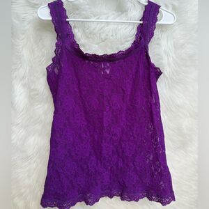 Hanky Panky Y2K style purple lace signature unlined tank top